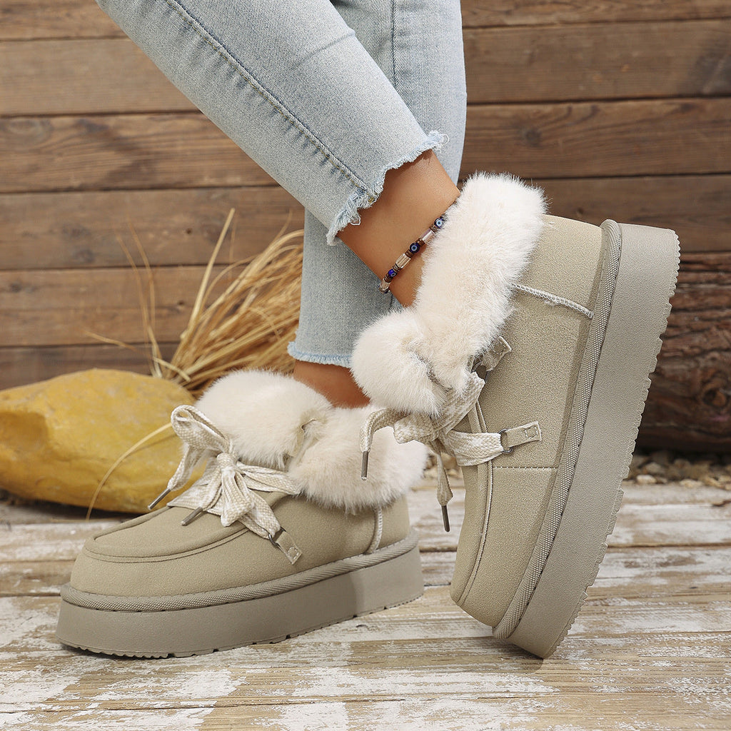 Plush Faux Fur Lined Platform Boots