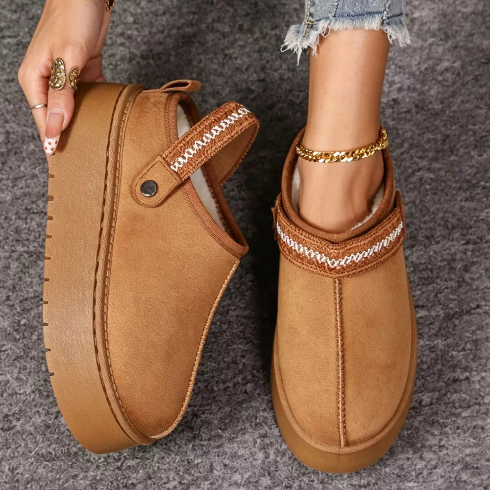 Platform Suede Faux Fur-Lined Boots