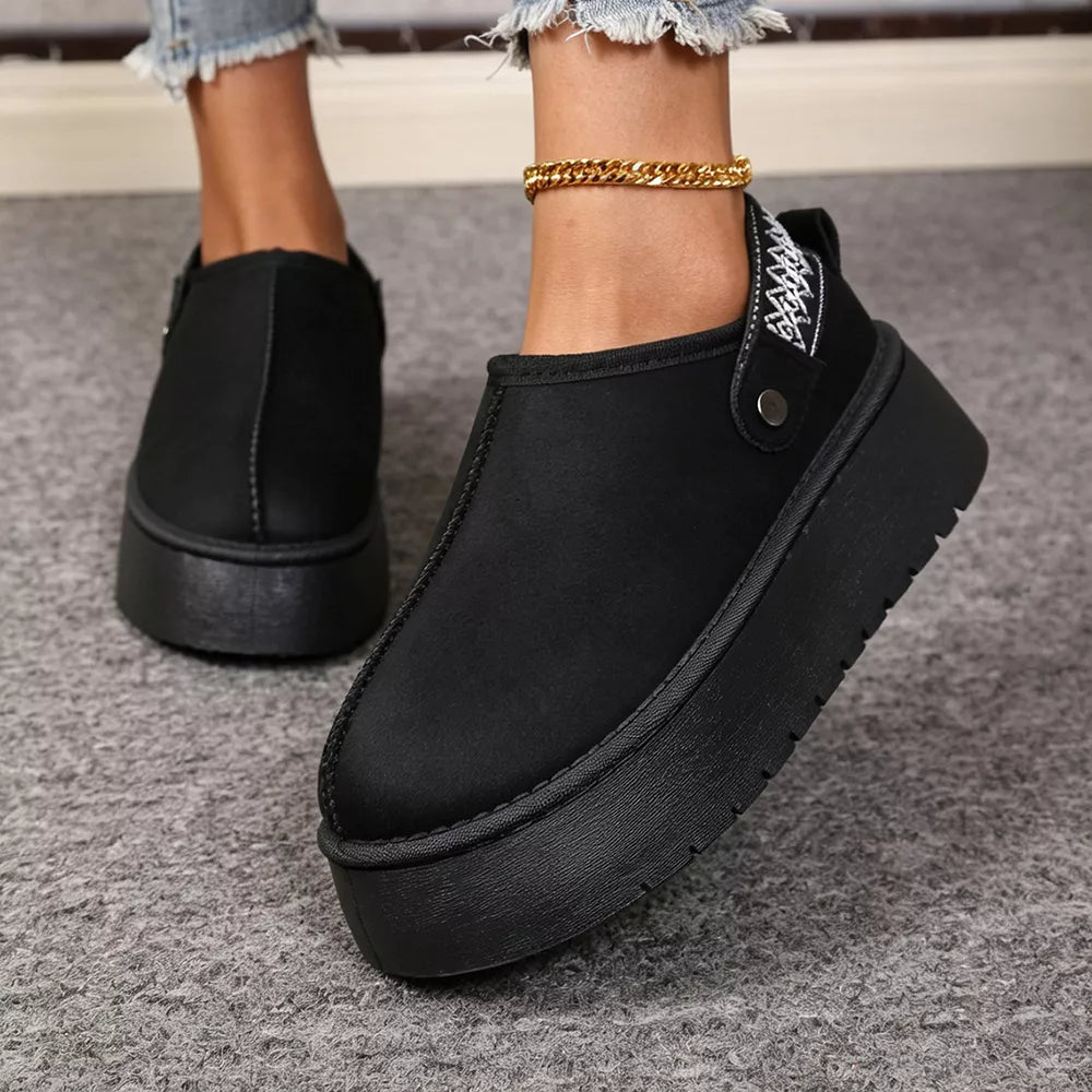 Platform Suede Faux Fur-Lined Boots