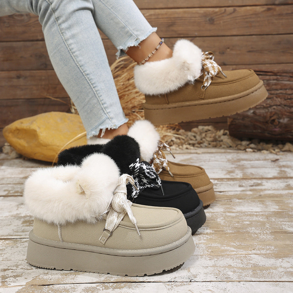 Plush Faux Fur Lined Platform Boots