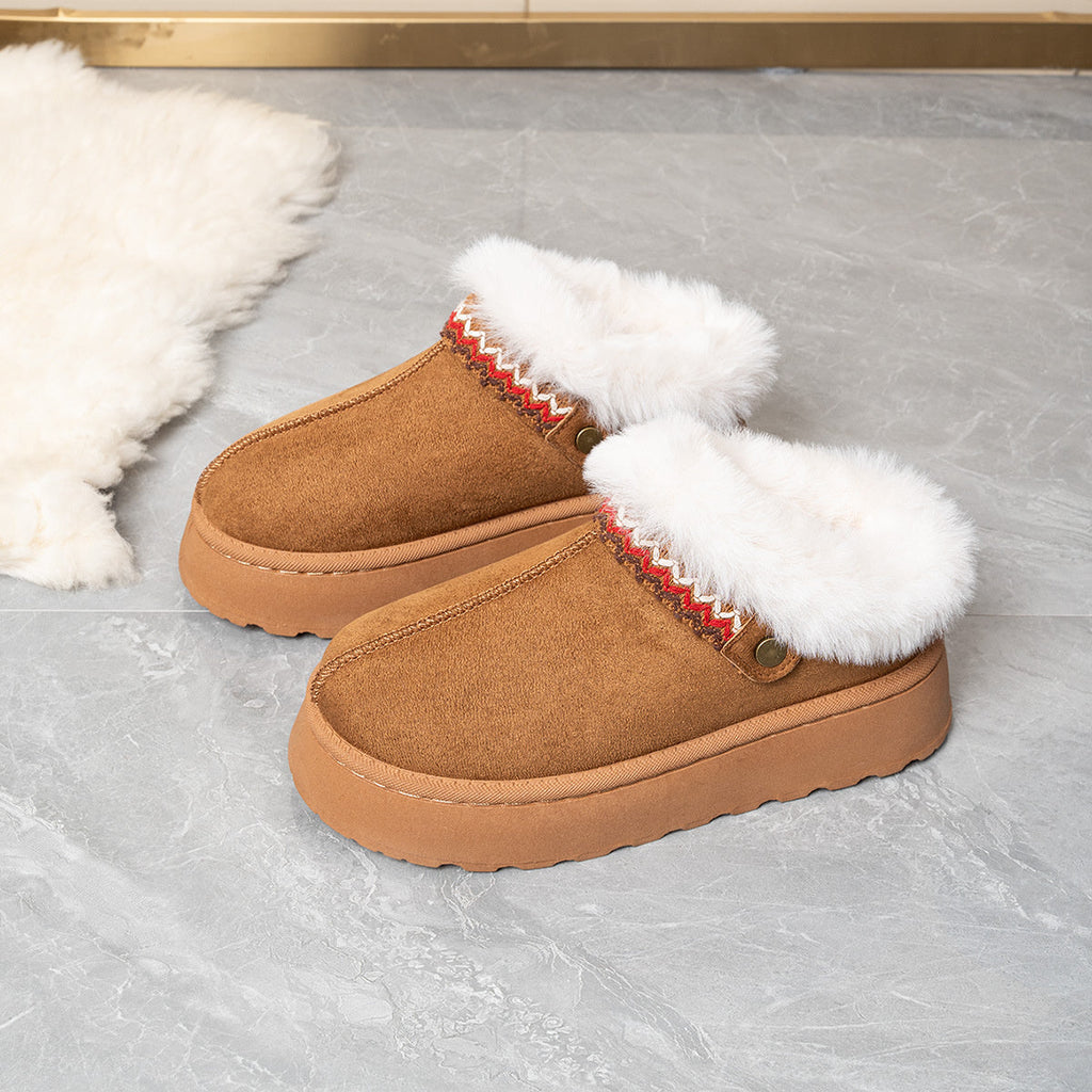 Slip-On Suede Round Toe Platform Ankle Boots