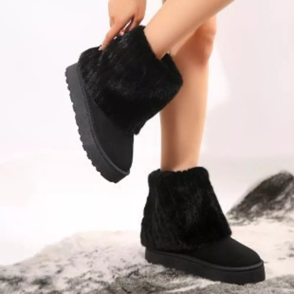 Cozy Faux Fur Platform Ankle Boots