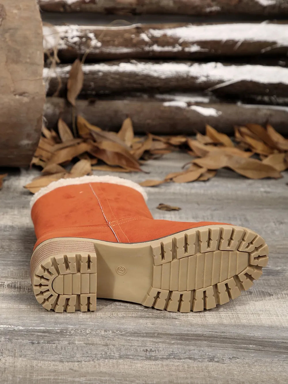 Sherpa-Trimmed Faux Suede Ankle Boots
