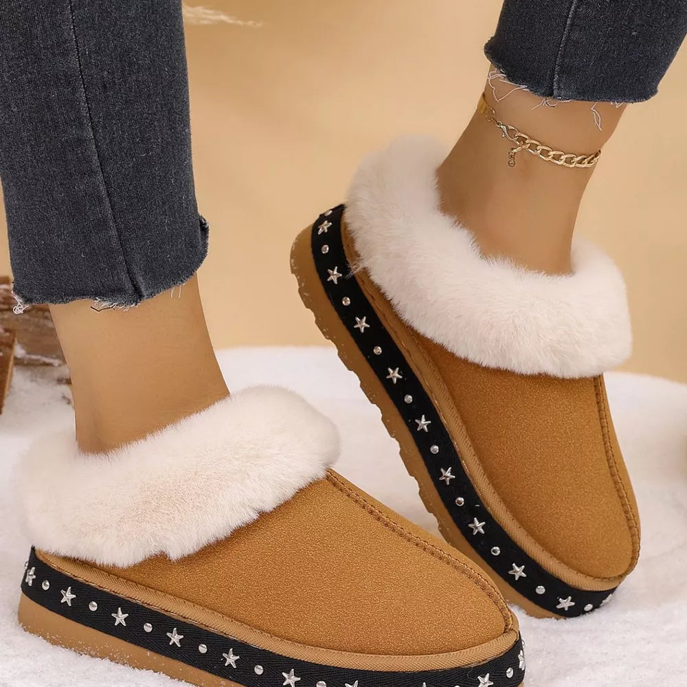 Faux Fur Lined Platform Ankle Boots