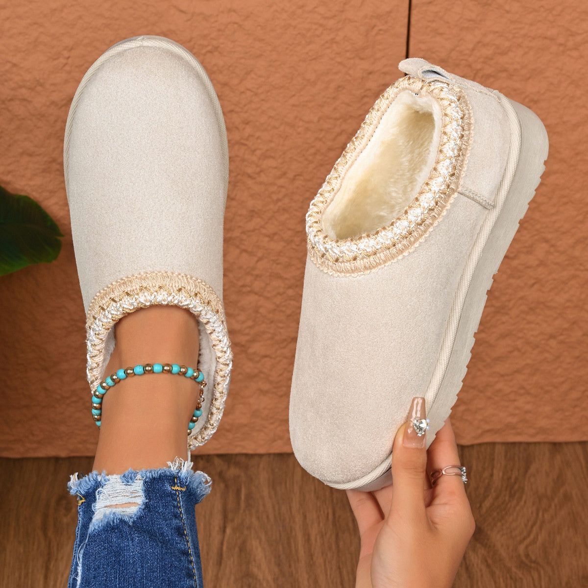 Slip-On Round Toe Platform Ankle Boots
