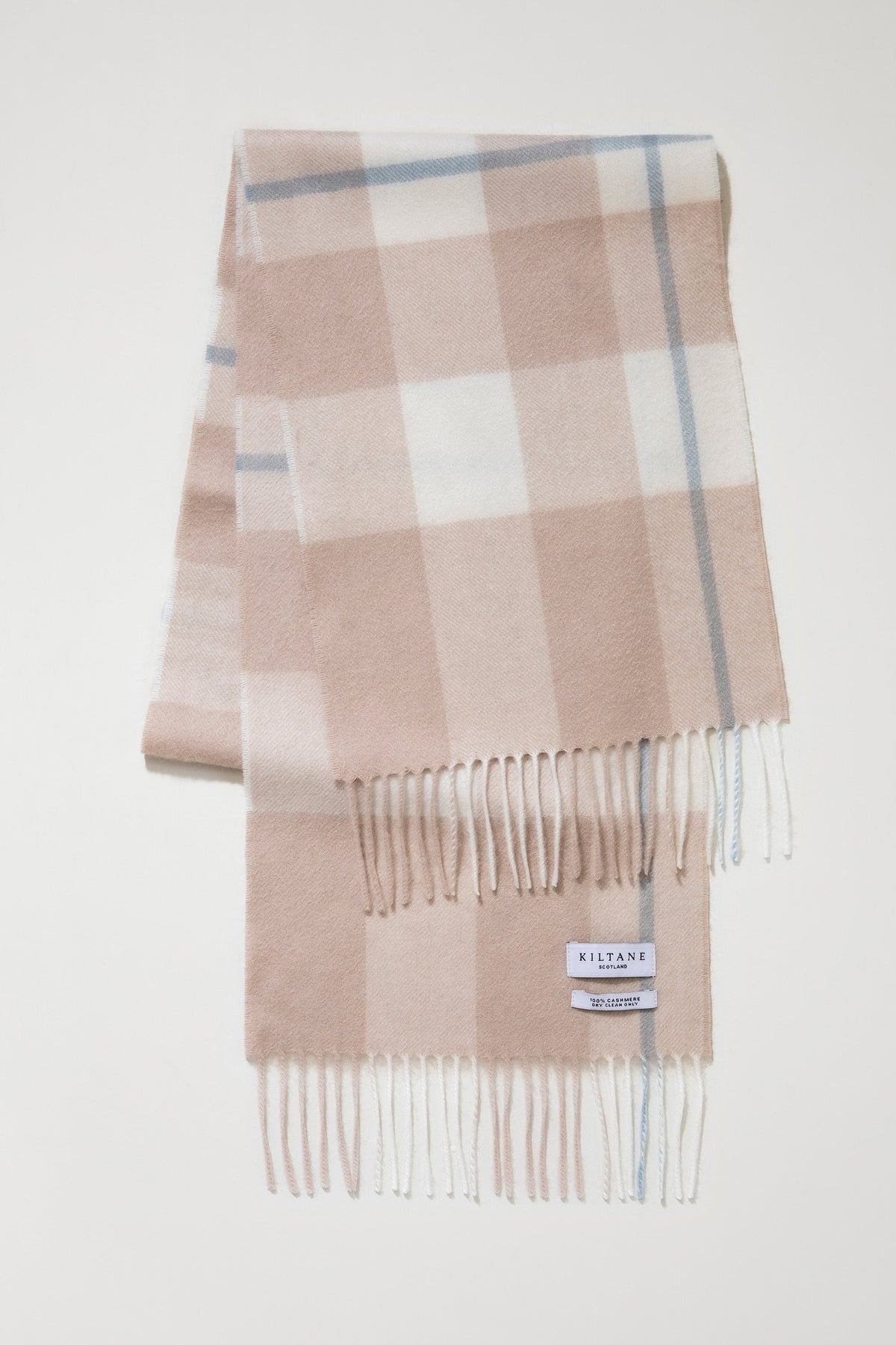 Contemporary Check Cashmere Scarf - Champagne Pink