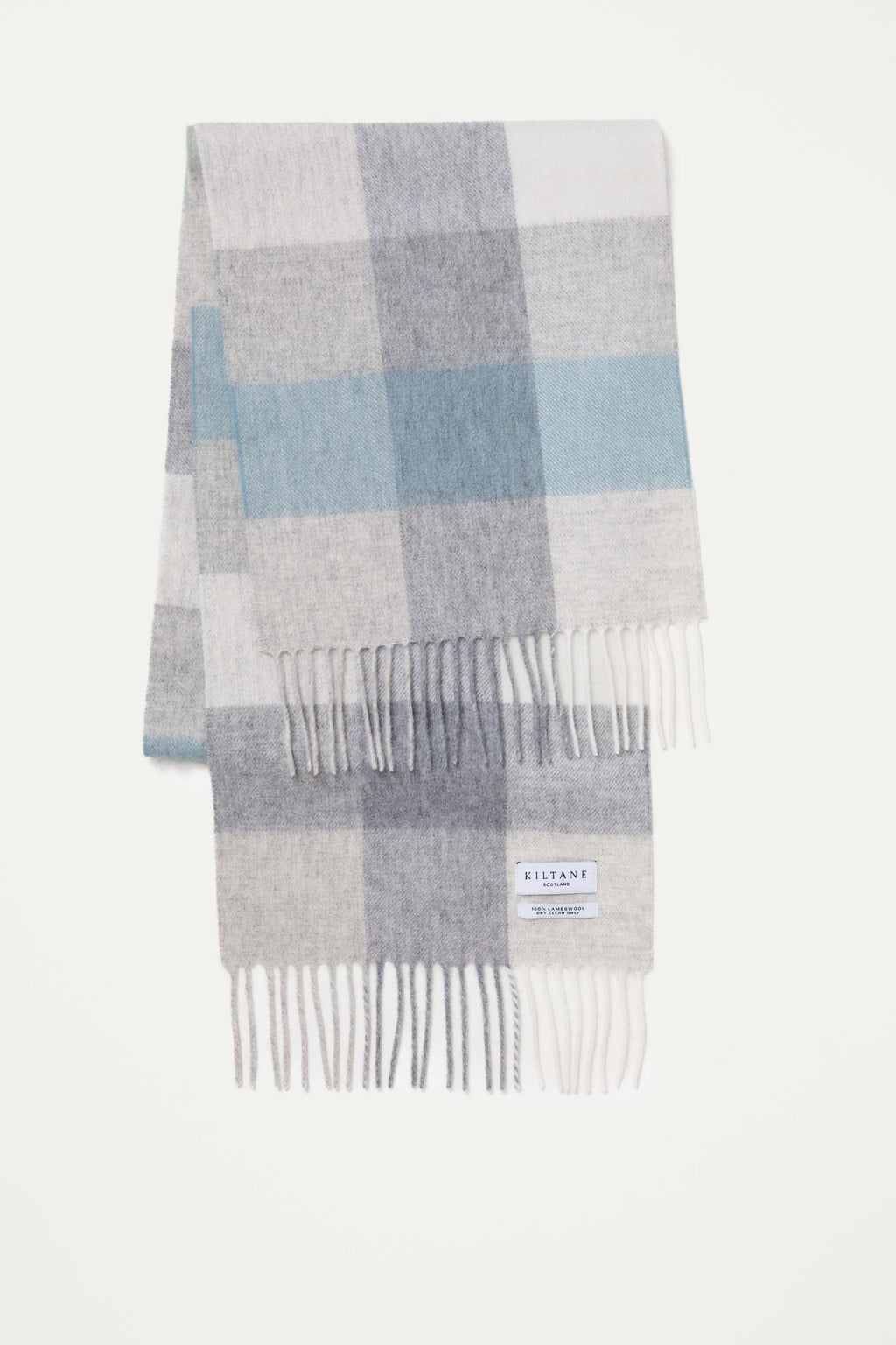 3 Square Check Lambswool Scarf - Sea Breeze