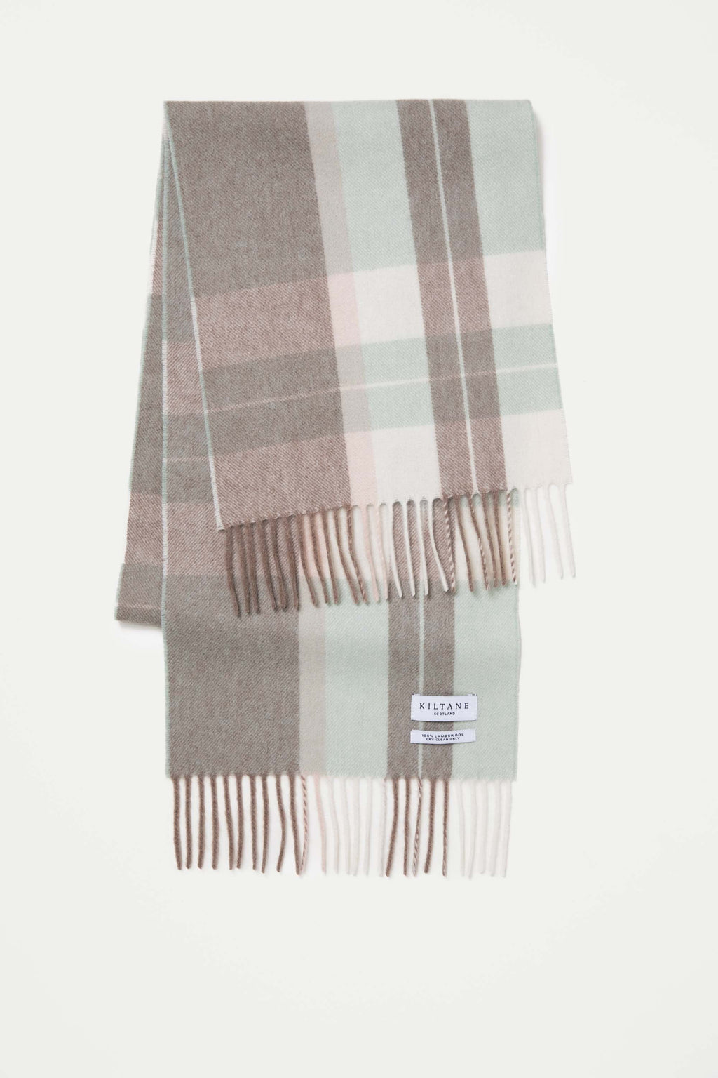 Contemporary Check Lambswool Scarf - Seafoam
