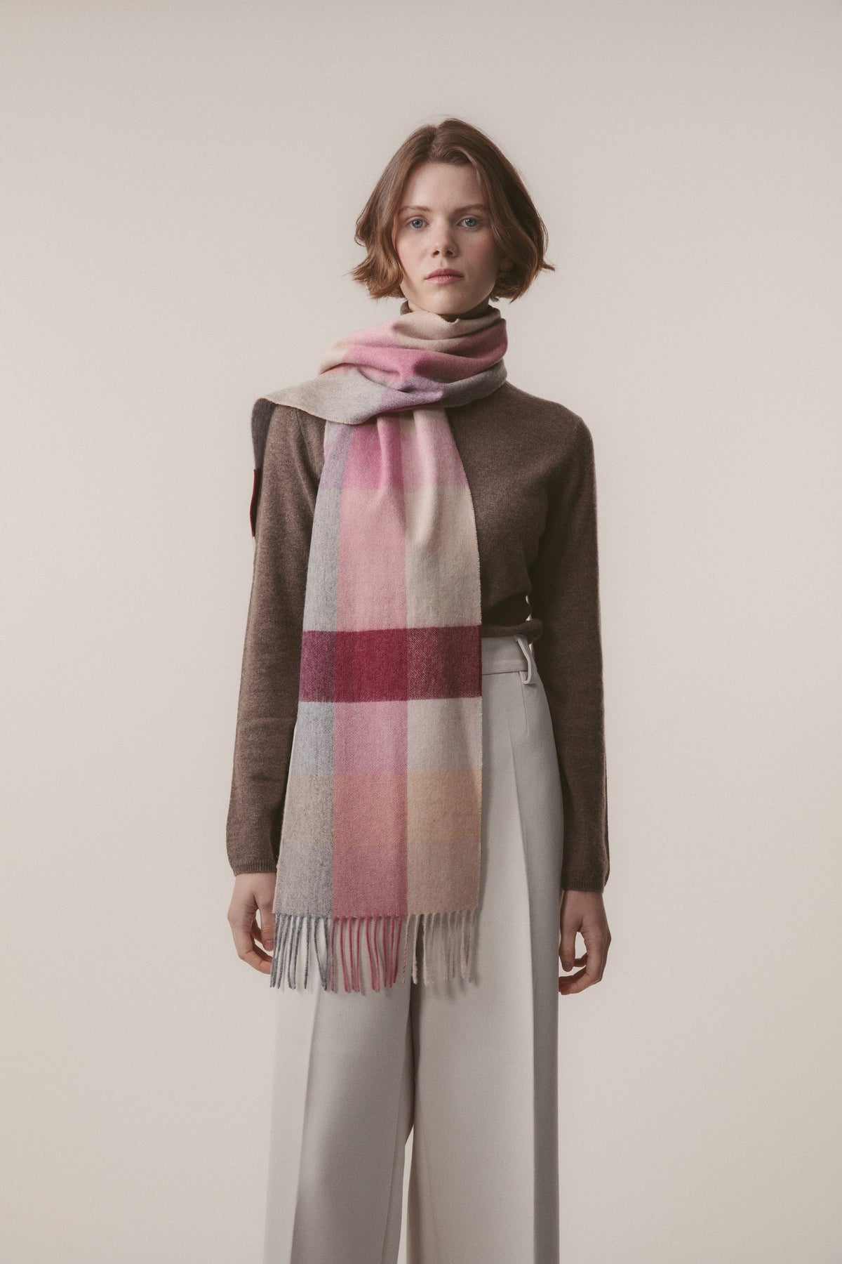 3 Square Check Lambswool Scarf - Summer Fruits