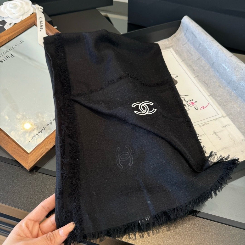Chanel Fringed Cashmere Scarf