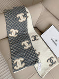 Chanel Diamond-Pattern Logo Scarf